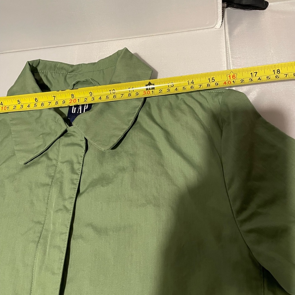 Gap Plaid Trench Green Coat Women Medium - Picture 8 of 10